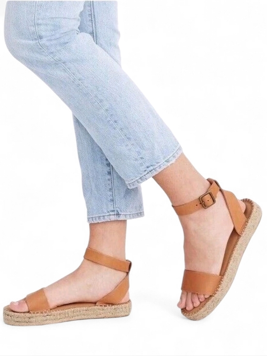 Soludos Shoes - Soludos Cadiz Platform Espadrille Sandal In Tan Leather And Cream Size 8.5